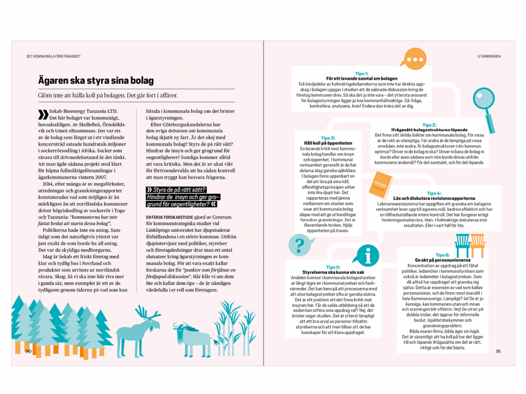 Uppslag med illustration älgar och savann